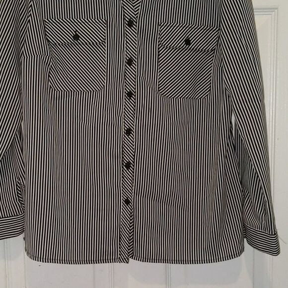 Notations black button down blouse Sz PL - Picture 2 of 5
